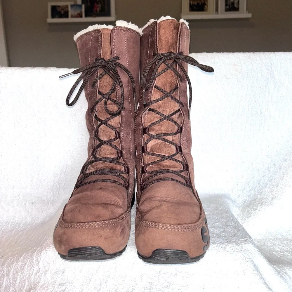 Sorel brown lace-up winter boots women's 8 - Picture 2 of 16